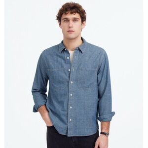 Madewell Button-Up Shirt in Japanese Chambray Hydetown Wash Blue Mens S NWT